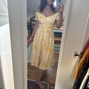Reformation Yellow Off-Shoulder Midi Dress sz 8